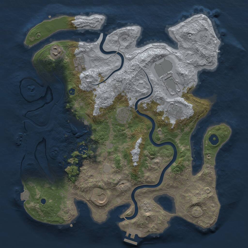 Rust Map: Procedural Map, Size: 3700, Seed: 1272080456, 15 Monuments
