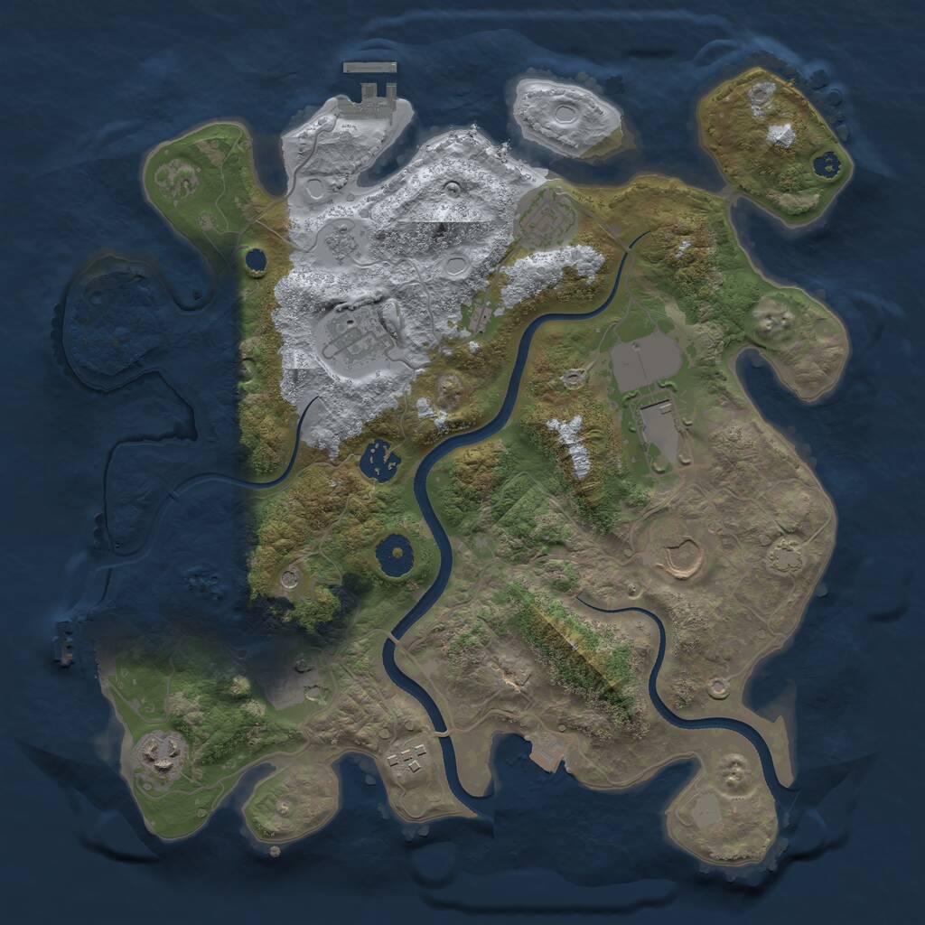 Rust Map: Procedural Map, Size: 3500, Seed: 144096569, 14 Monuments