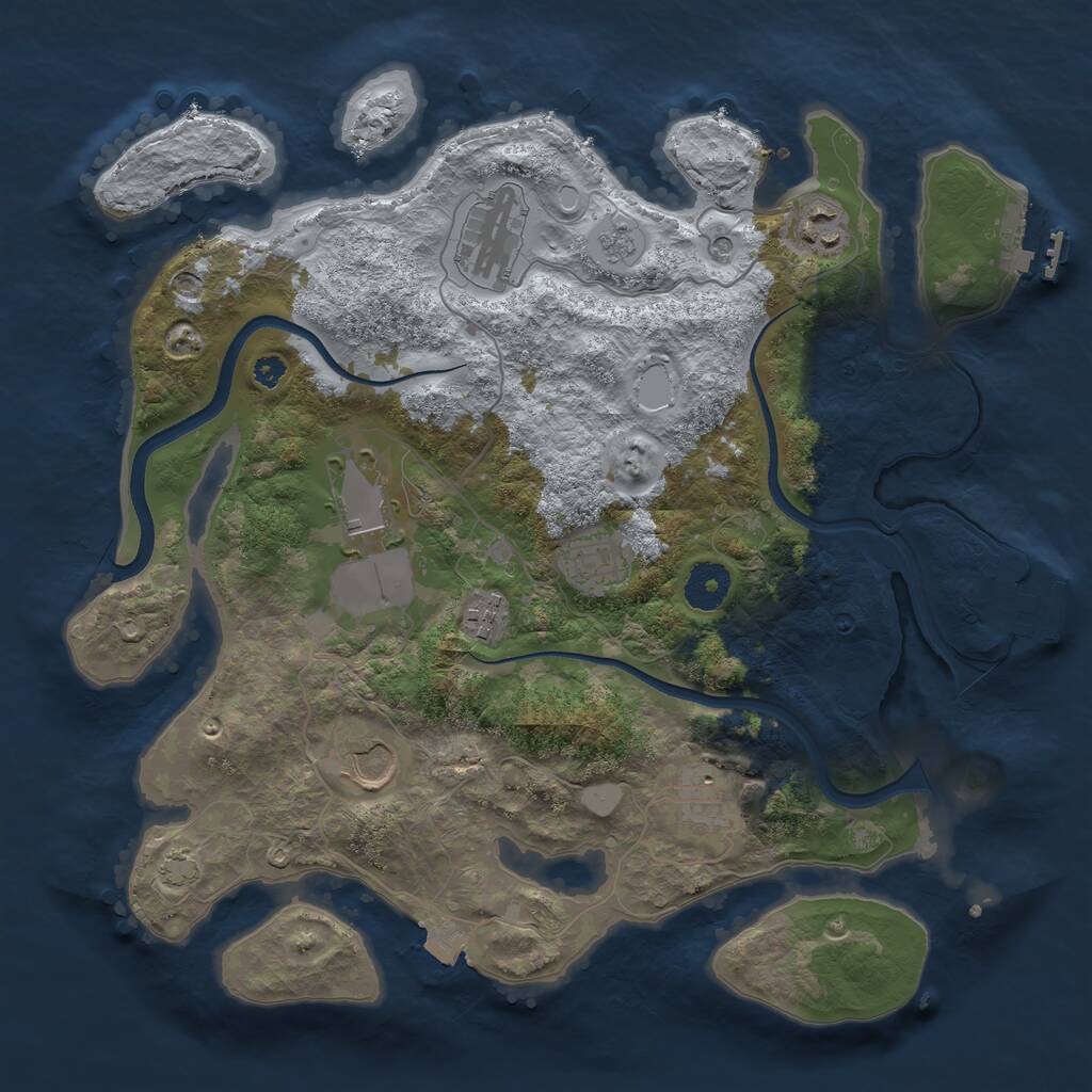 Rust Map: Procedural Map, Size: 3500, Seed: 1277485219, 13 Monuments