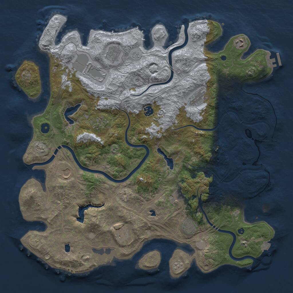 Rust Map: Procedural Map, Size: 4500, Seed: 986266823, 16 Monuments