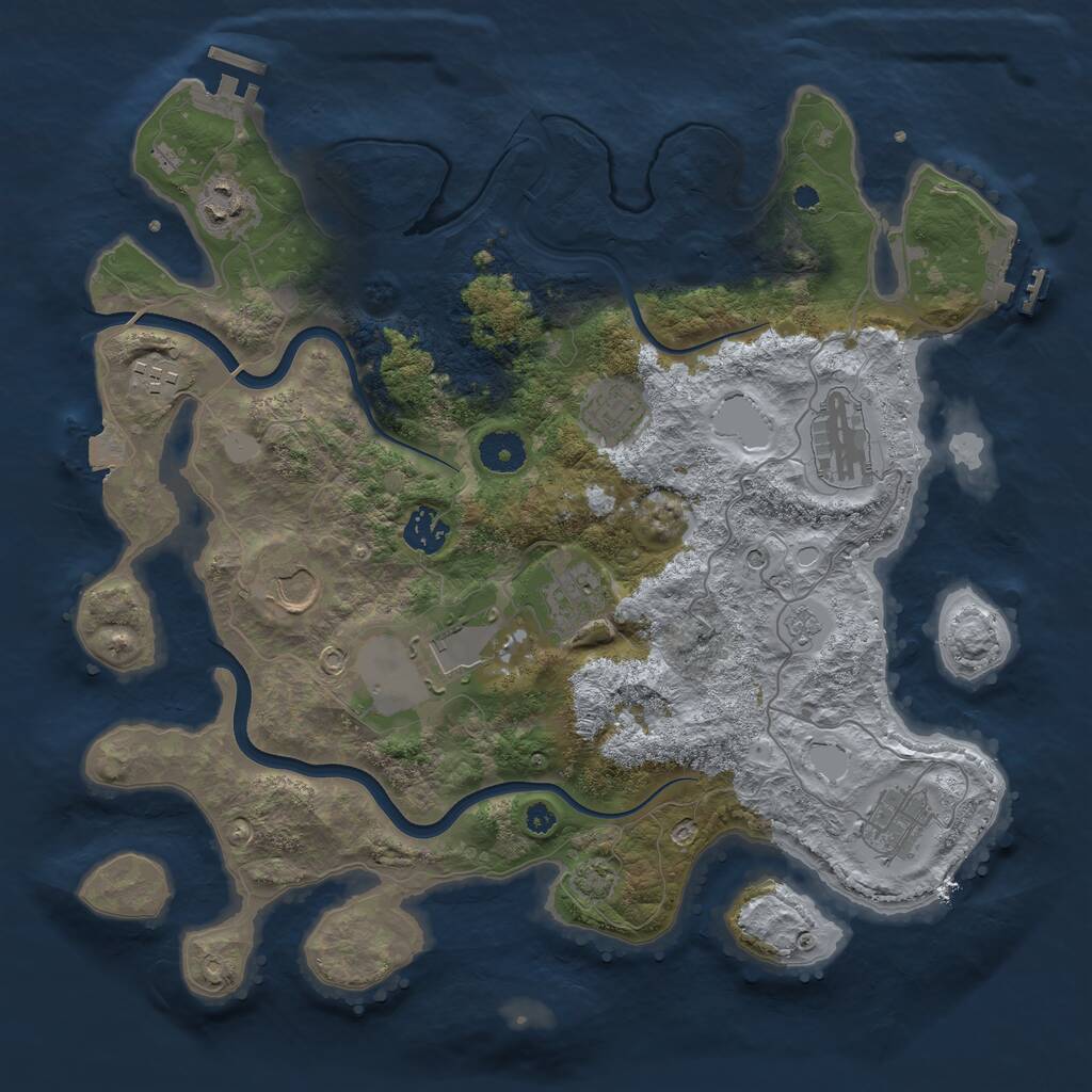 Rust Map: Procedural Map, Size: 3700, Seed: 7454124, 15 Monuments