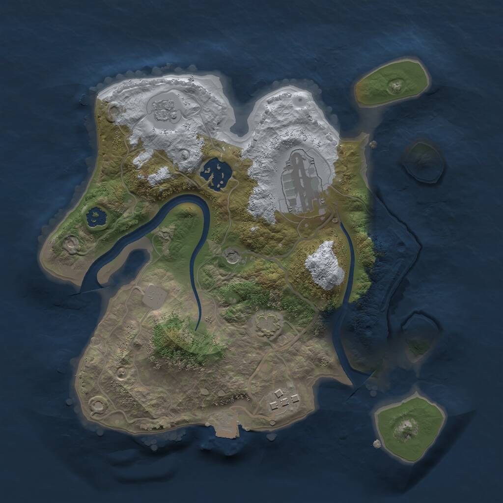 Rust Map: Procedural Map, Size: 2500, Seed: 784375209, 7 Monuments