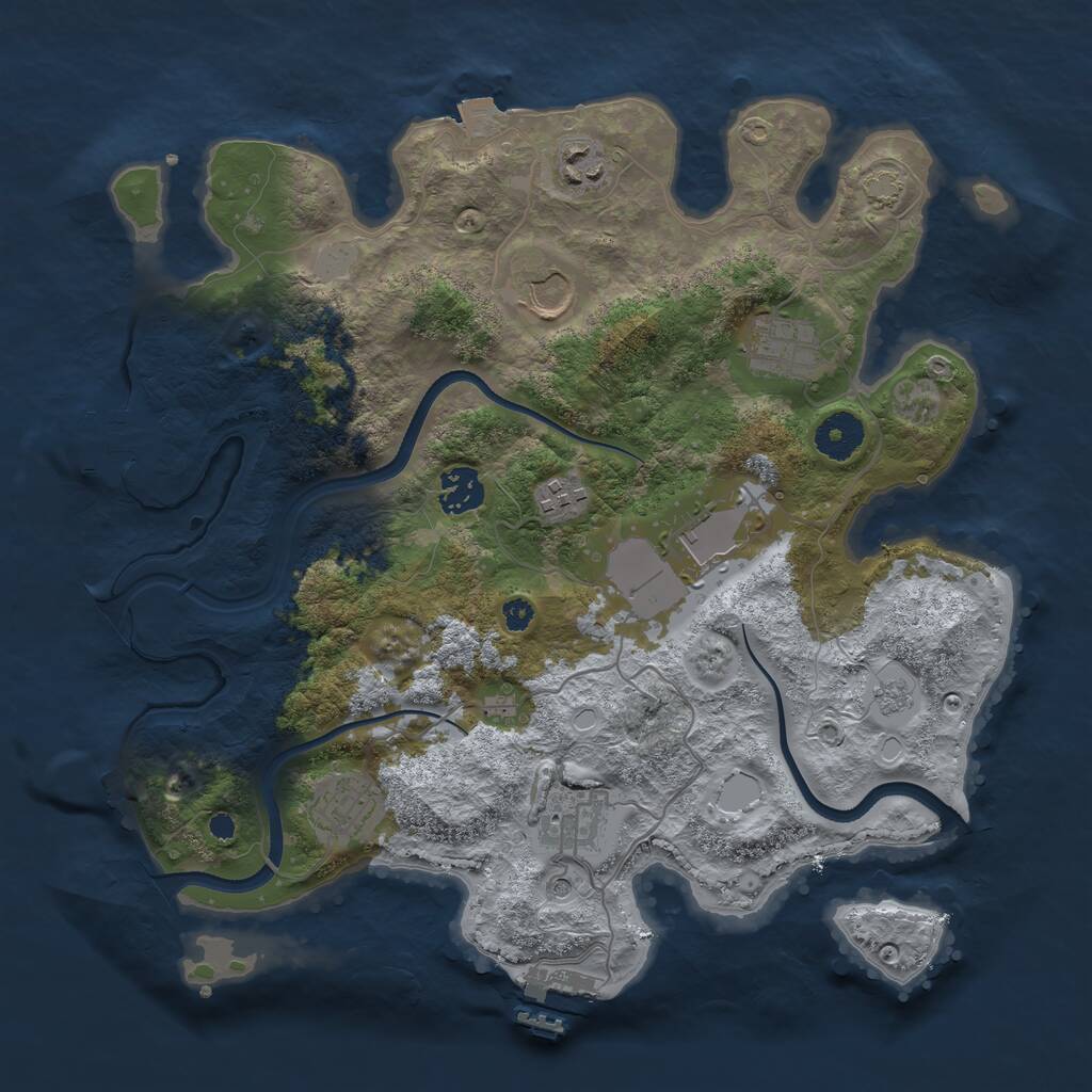 Rust Map: Procedural Map, Size: 3500, Seed: 840482554, 14 Monuments