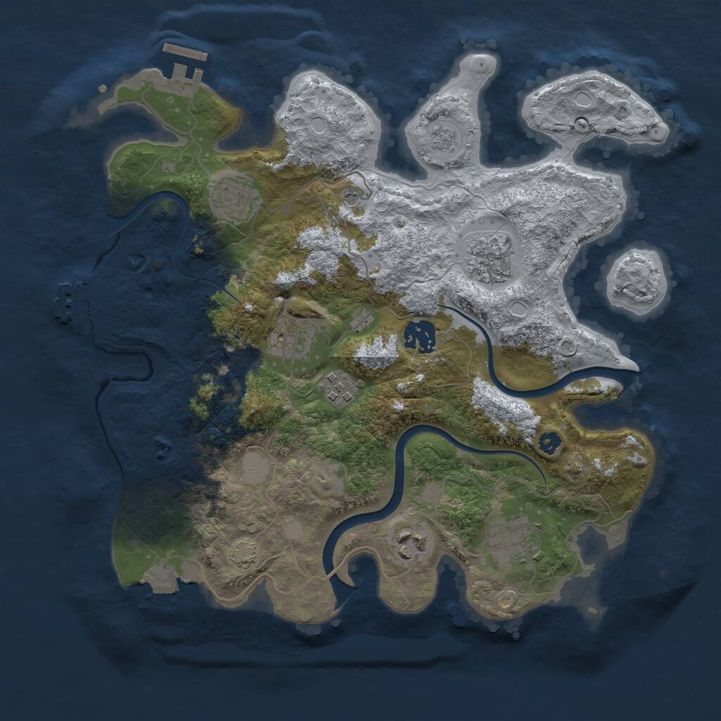 Rust Map: Procedural Map, Size: 3250, Seed: 124850211, 13 Monuments