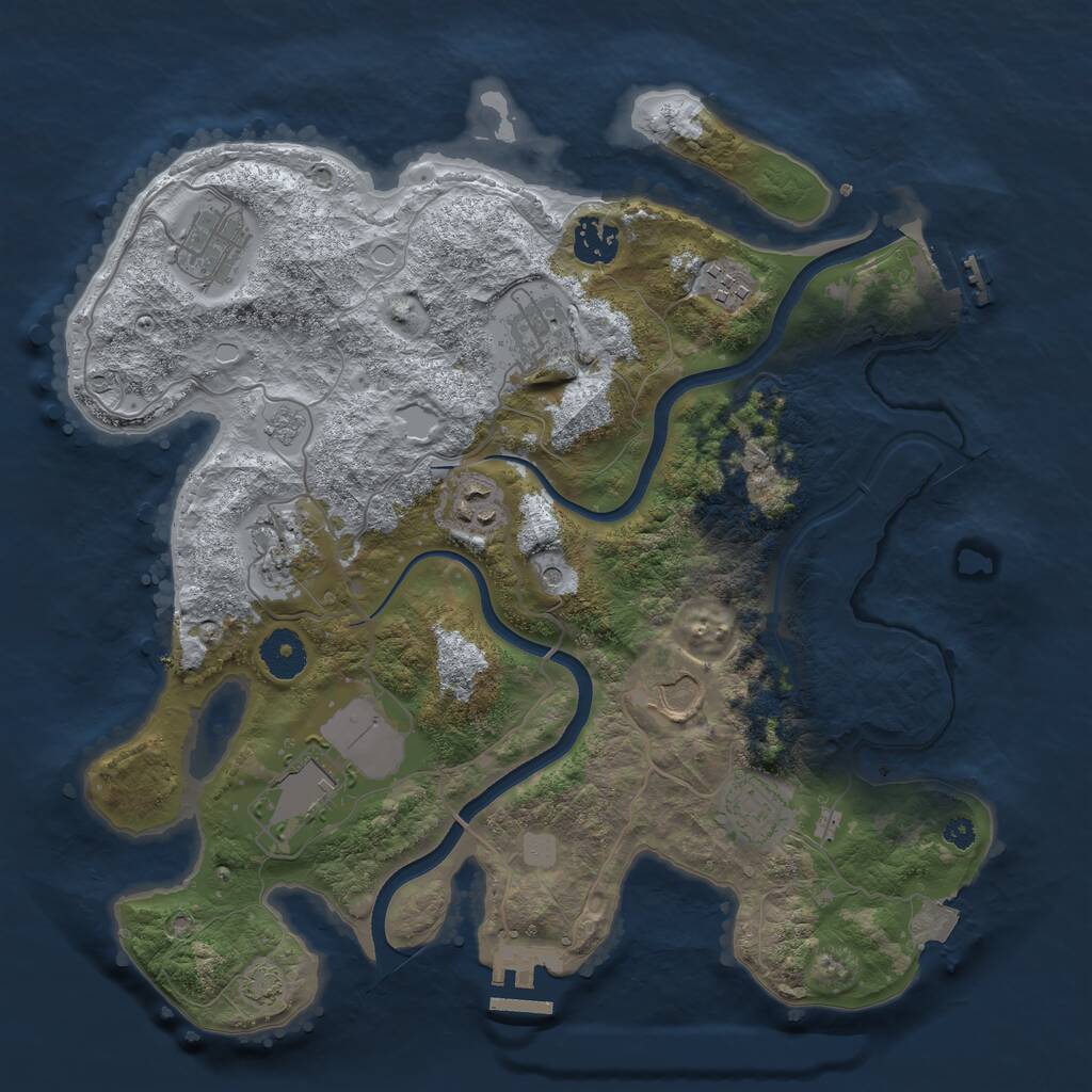 Rust Map: Procedural Map, Size: 3500, Seed: 74725, 15 Monuments