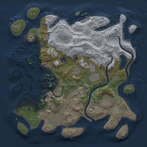 Thumbnail Rust Map: Procedural Map, Size: 3750, Seed: 2133904856, 16 Monuments
