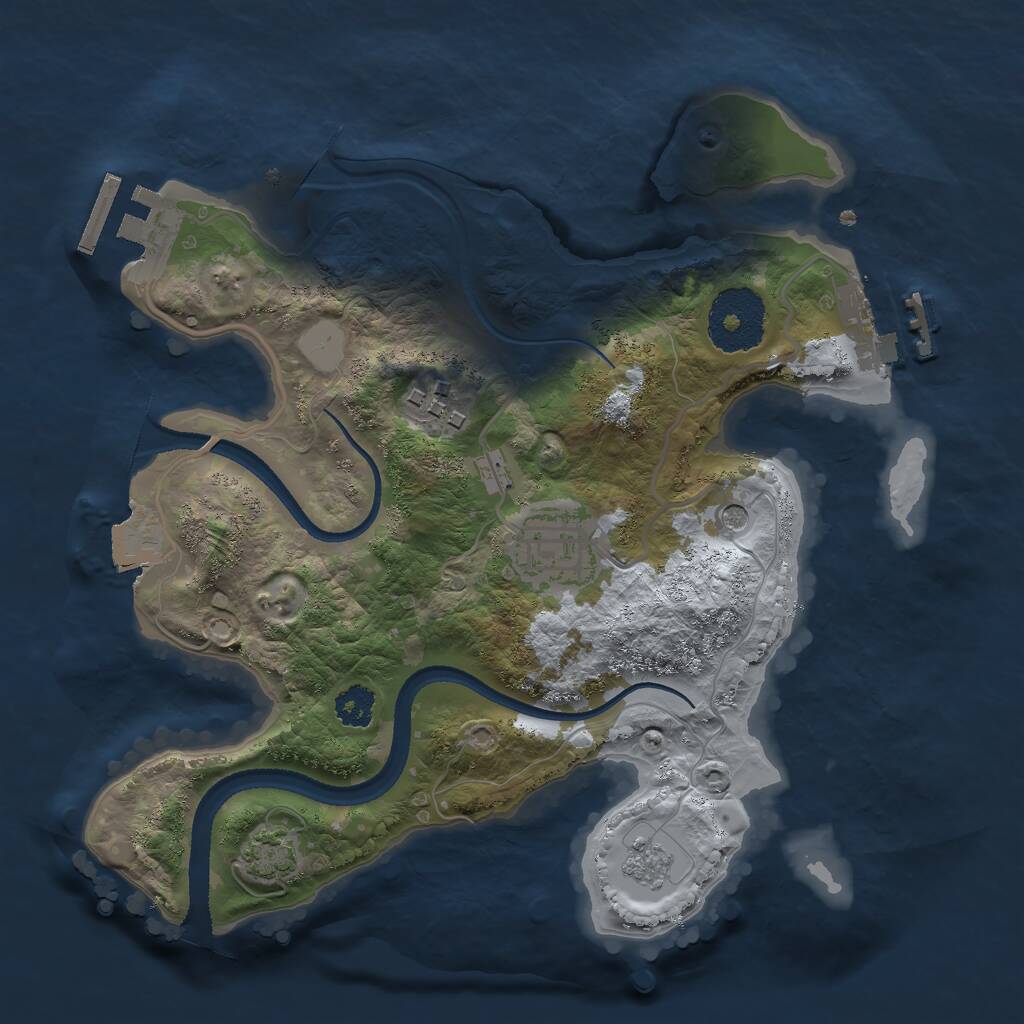 Rust Map: Procedural Map, Size: 2500, Seed: 1385210660, 8 Monuments