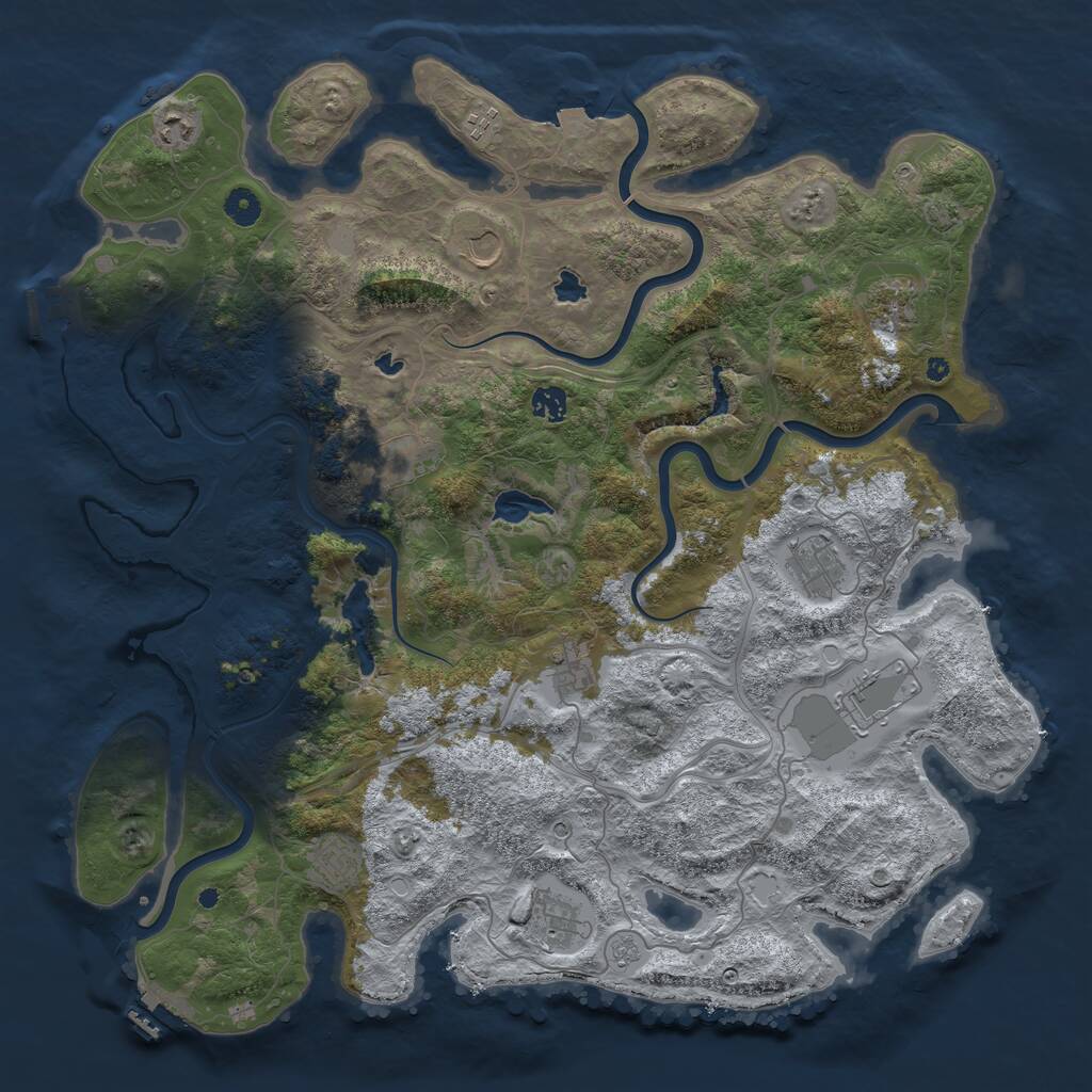 Rust Map: Procedural Map, Size: 4500, Seed: 1538322253, 17 Monuments