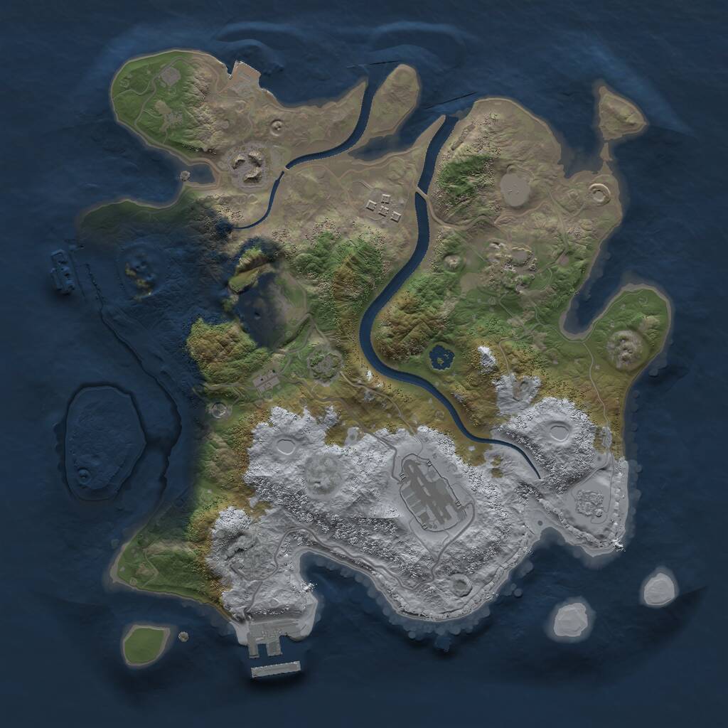 Rust Map: Procedural Map, Size: 3000, Seed: 123789, 11 Monuments