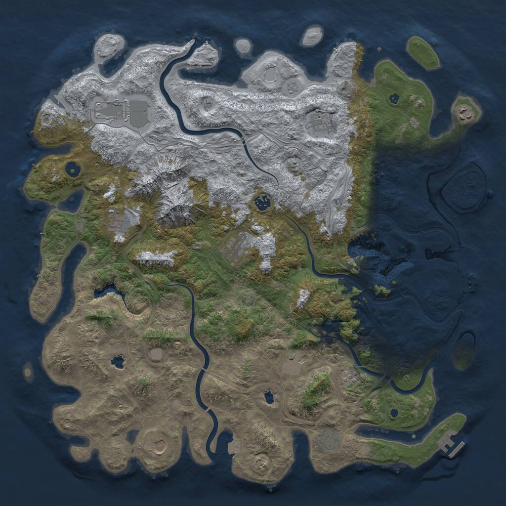 Rust Map: Procedural Map, Size: 5000, Seed: 2597, 17 Monuments