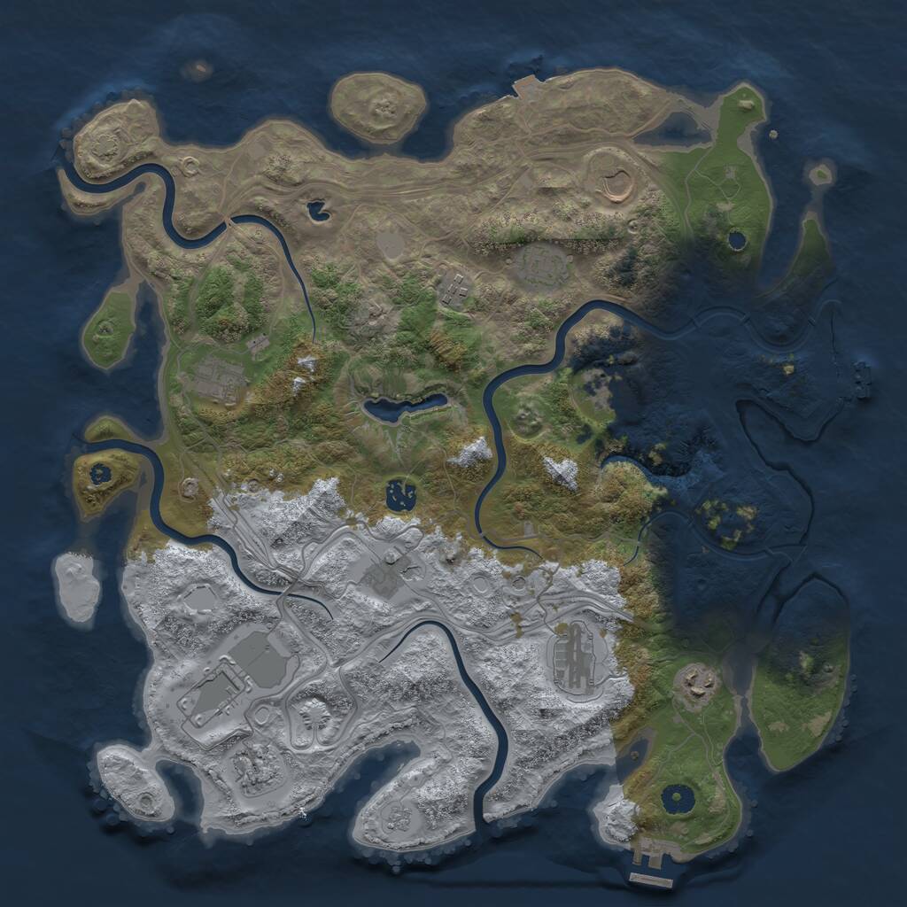 Rust Map: Procedural Map, Size: 4250, Seed: 830320815, 17 Monuments