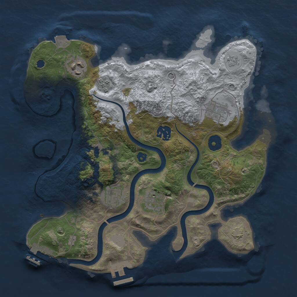 Rust Map: Procedural Map, Size: 3000, Seed: 1416264345, 12 Monuments
