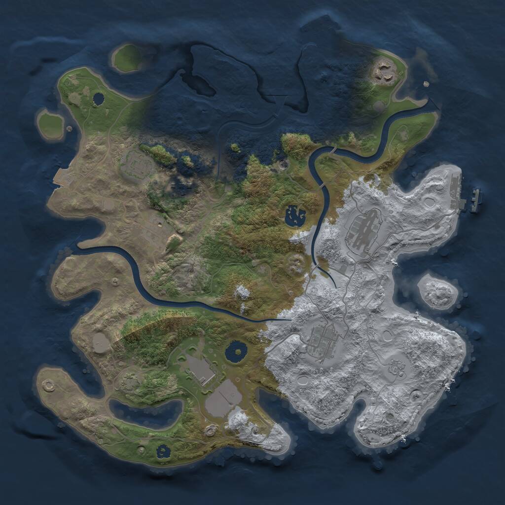 Rust Map: Procedural Map, Size: 3500, Seed: 268062064, 14 Monuments