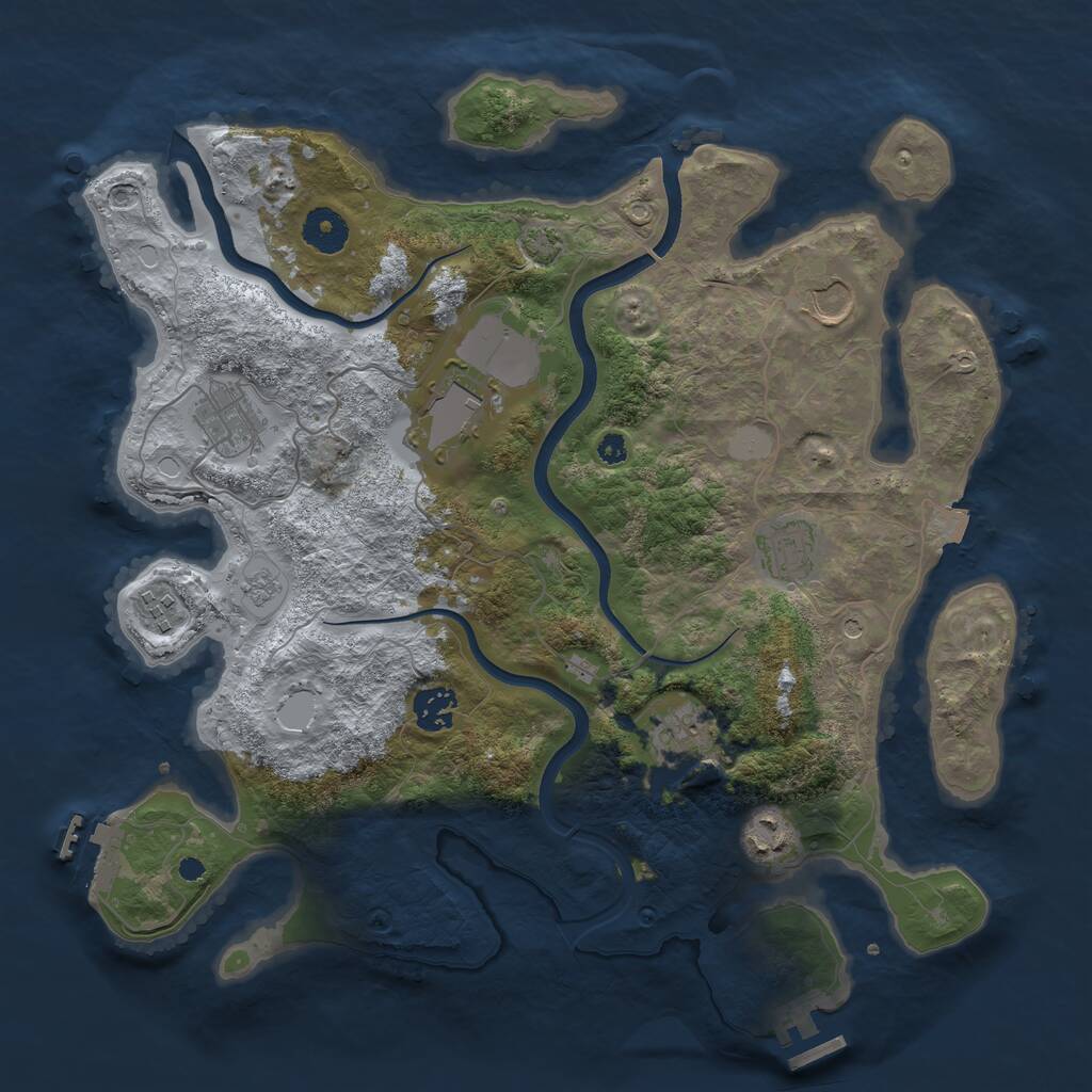 Rust Map: Procedural Map, Size: 3650, Seed: 78791083, 14 Monuments