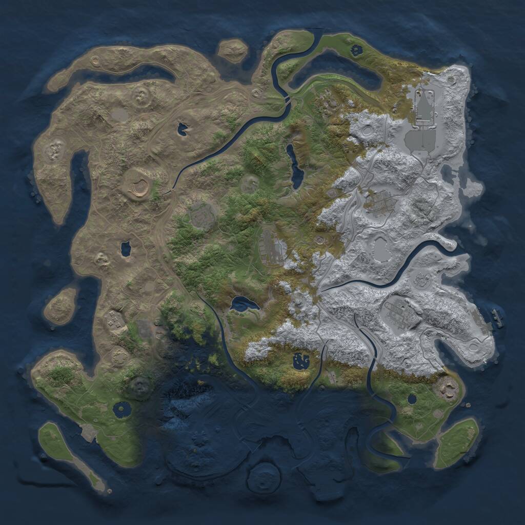 Rust Map: Procedural Map, Size: 4500, Seed: 413826140, 17 Monuments