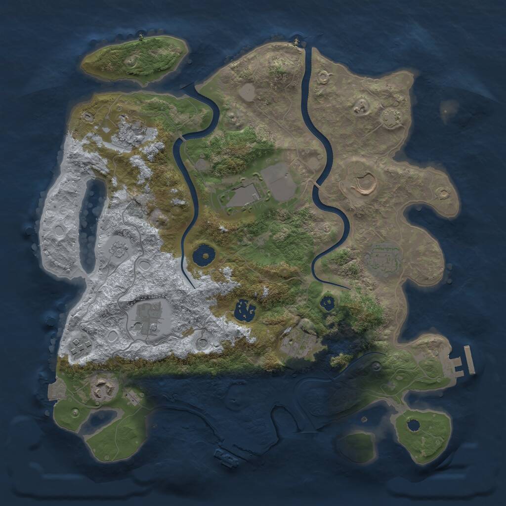 Rust Map: Procedural Map, Size: 3500, Seed: 61047, 15 Monuments