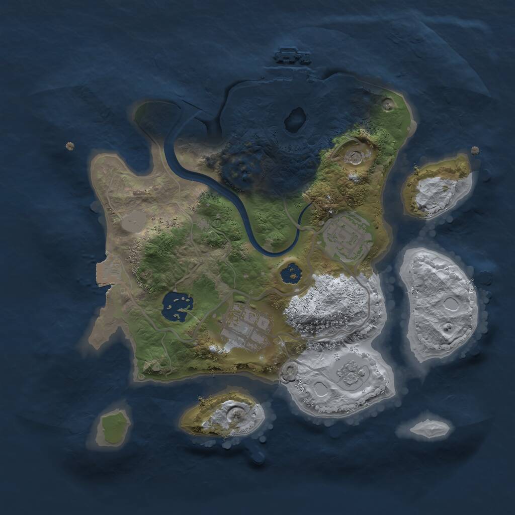 Rust Map: Procedural Map, Size: 2500, Seed: 16562077, 7 Monuments