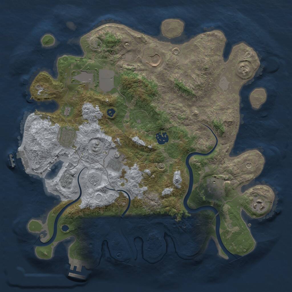 Rust Map: Procedural Map, Size: 3500, Seed: 422371987, 14 Monuments