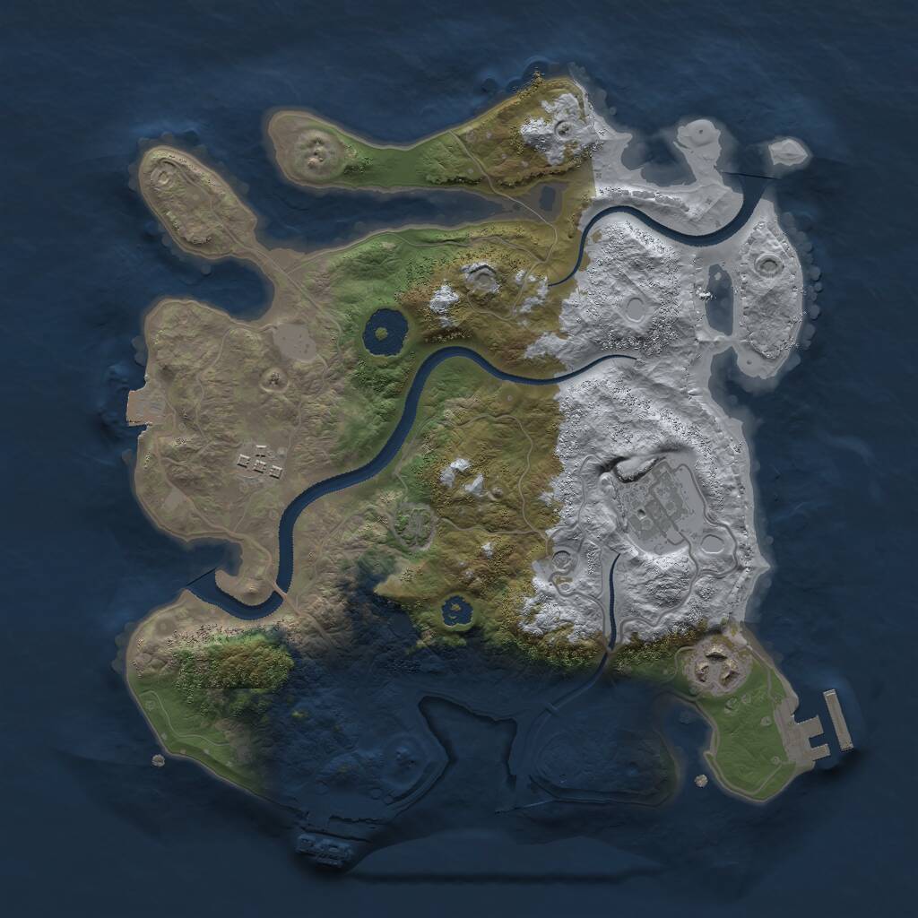 Rust Map: Procedural Map, Size: 3000, Seed: 55871, 8 Monuments