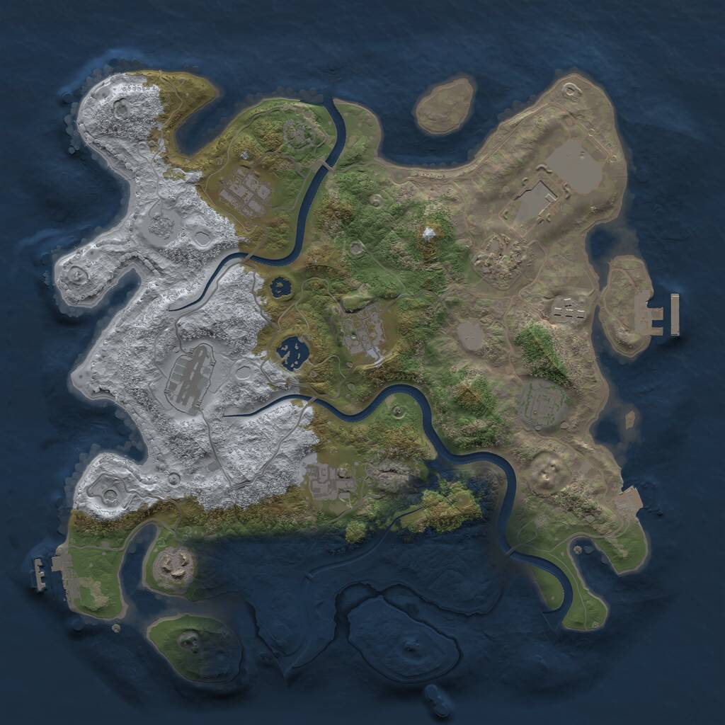 Rust Map: Procedural Map, Size: 3500, Seed: 601637514, 16 Monuments