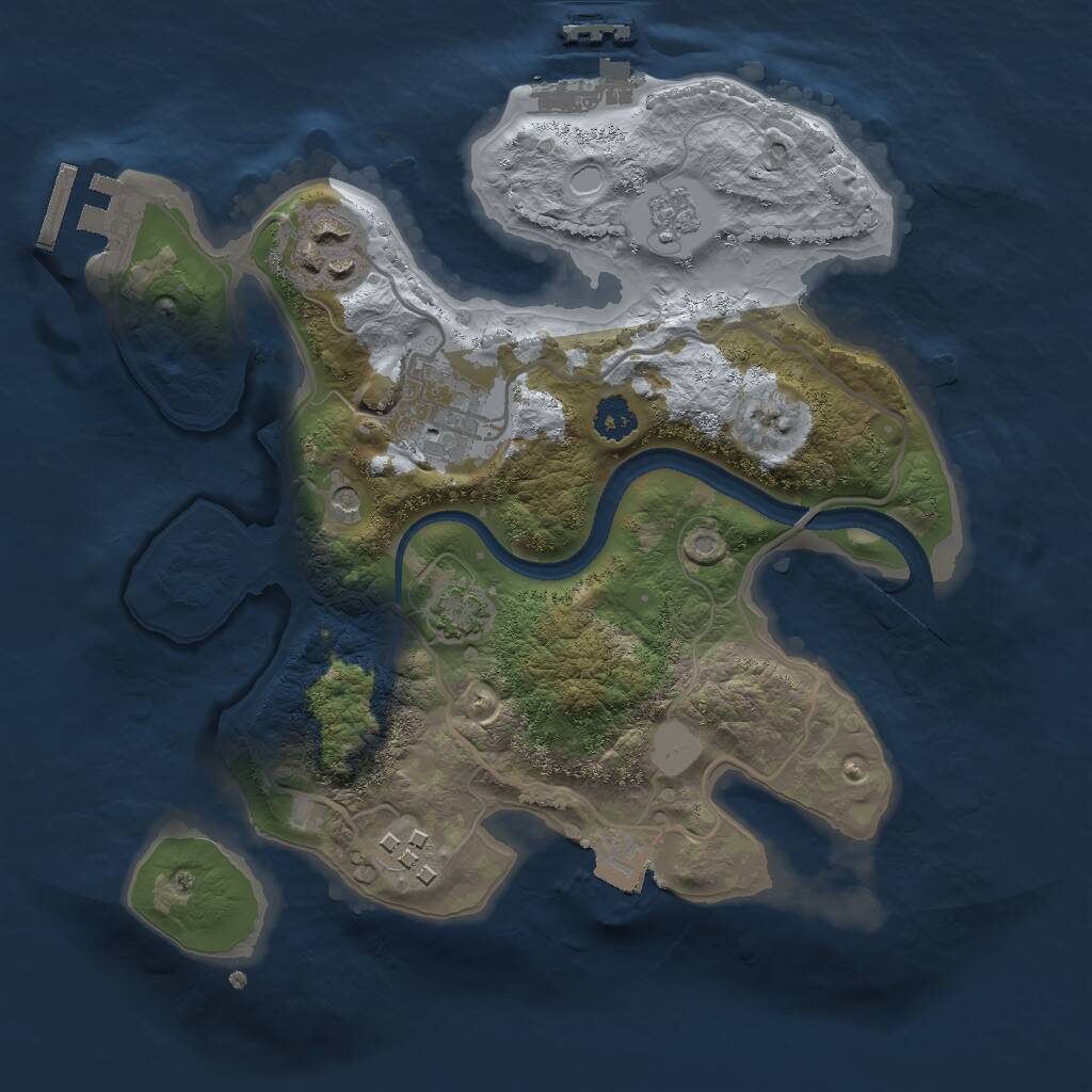 Rust Map: Procedural Map, Size: 2500, Seed: 308828368, 9 Monuments