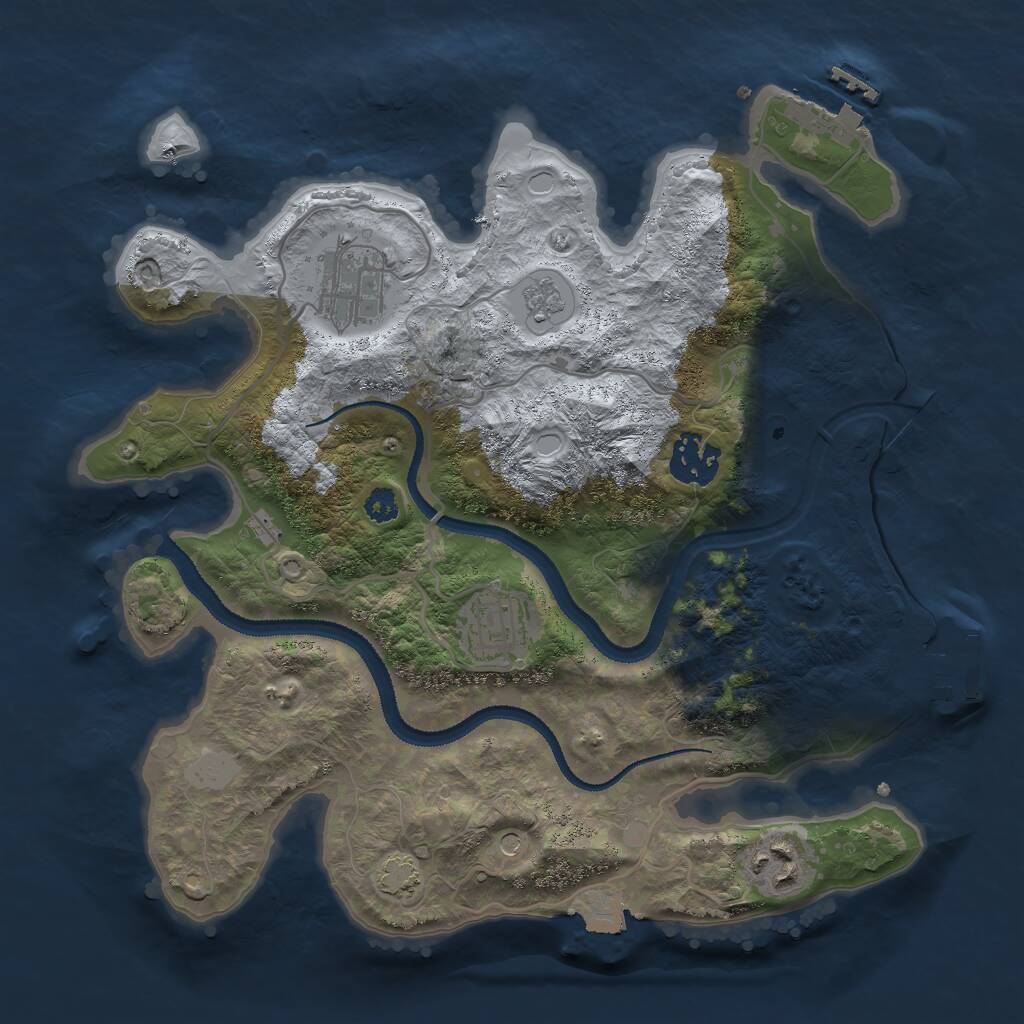 Rust Map: Procedural Map, Size: 3000, Seed: 16500, 10 Monuments