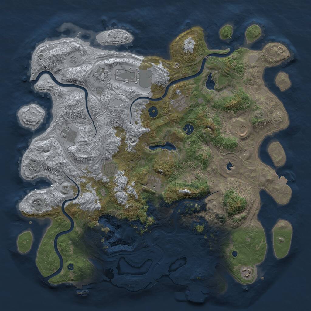 Rust Map: Procedural Map, Size: 4500, Seed: 932729595, 16 Monuments