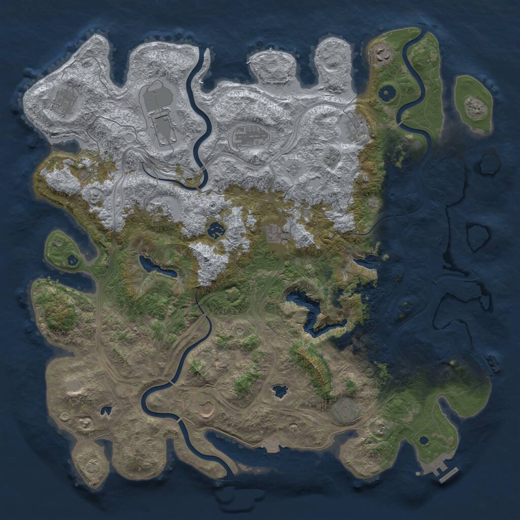 Rust Map: Procedural Map, Size: 4800, Seed: 1873715306, 17 Monuments