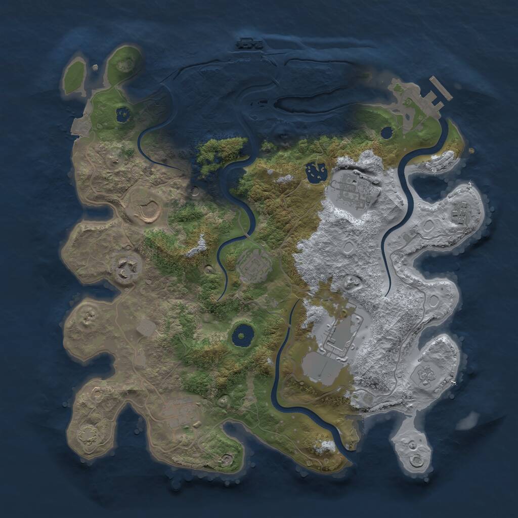 Rust Map: Procedural Map, Size: 3500, Seed: 1327925863, 14 Monuments