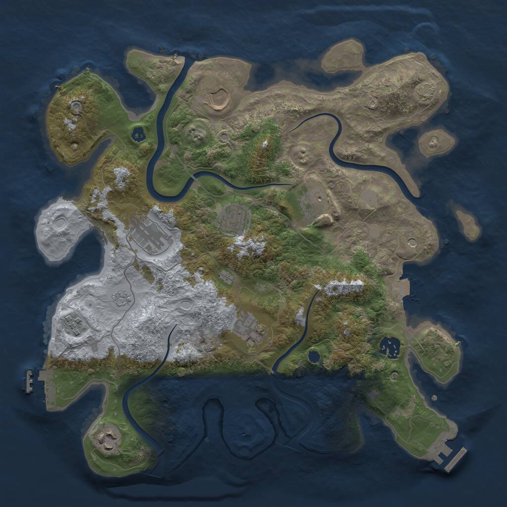 Rust Map: Procedural Map, Size: 3500, Seed: 750440370, 14 Monuments