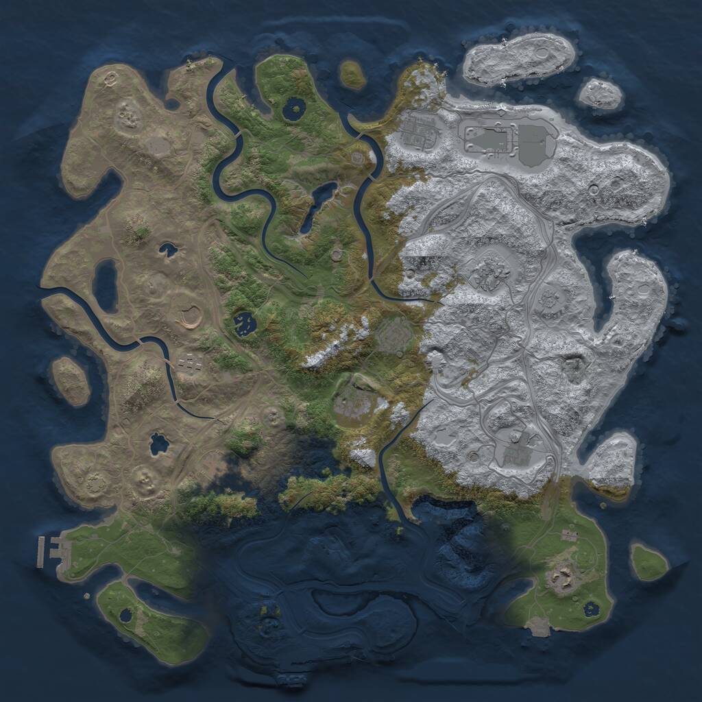 Rust Map: Procedural Map, Size: 4500, Seed: 448501434, 17 Monuments