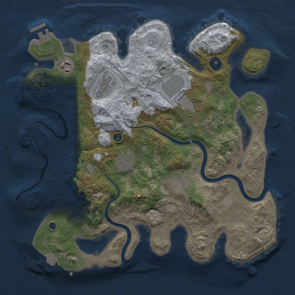 Rust Map: Procedural Map, Size: 3500, Seed: 2022198217, 13 Monuments