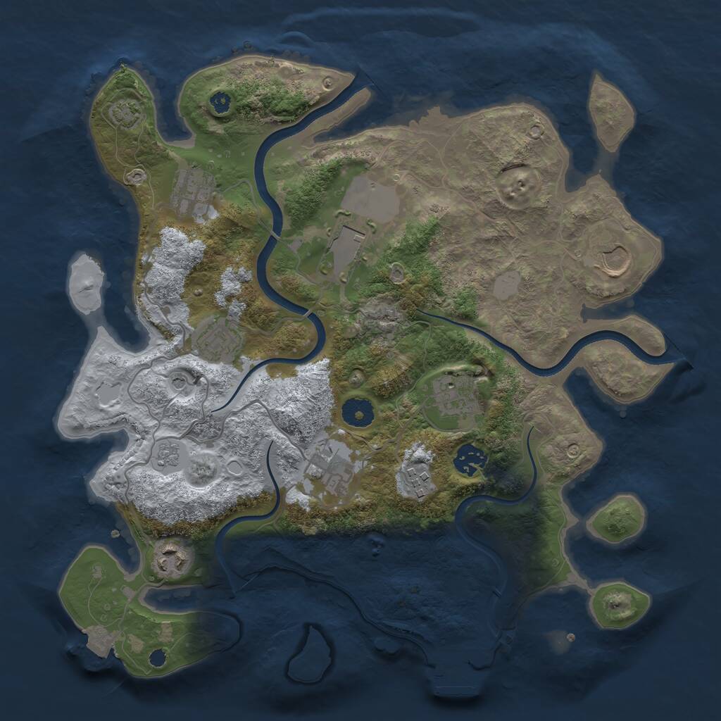 Rust Map: Procedural Map, Size: 3500, Seed: 1051598731, 14 Monuments