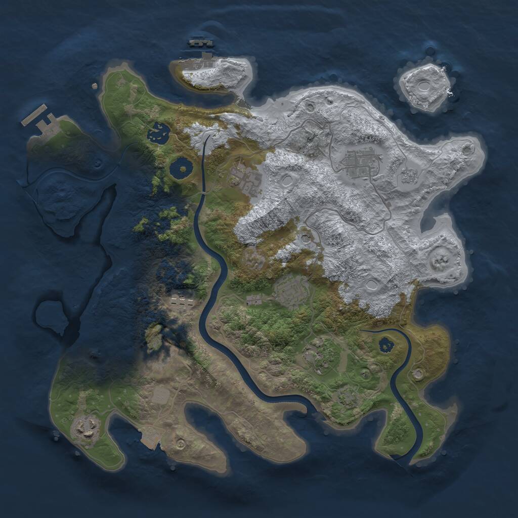 Rust Map: Procedural Map, Size: 3495, Seed: 137917686, 14 Monuments
