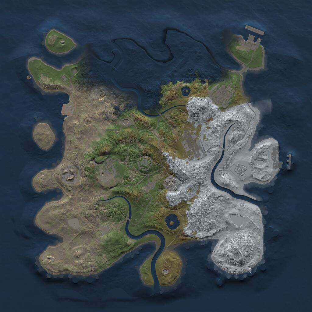 Rust Map: Procedural Map, Size: 3200, Seed: 257714201, 11 Monuments