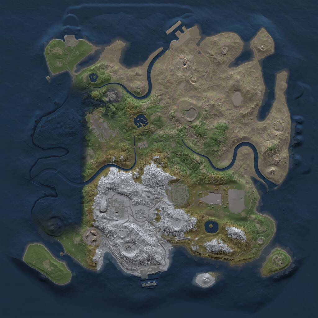 Rust Map: Procedural Map, Size: 3500, Seed: 646924797, 14 Monuments