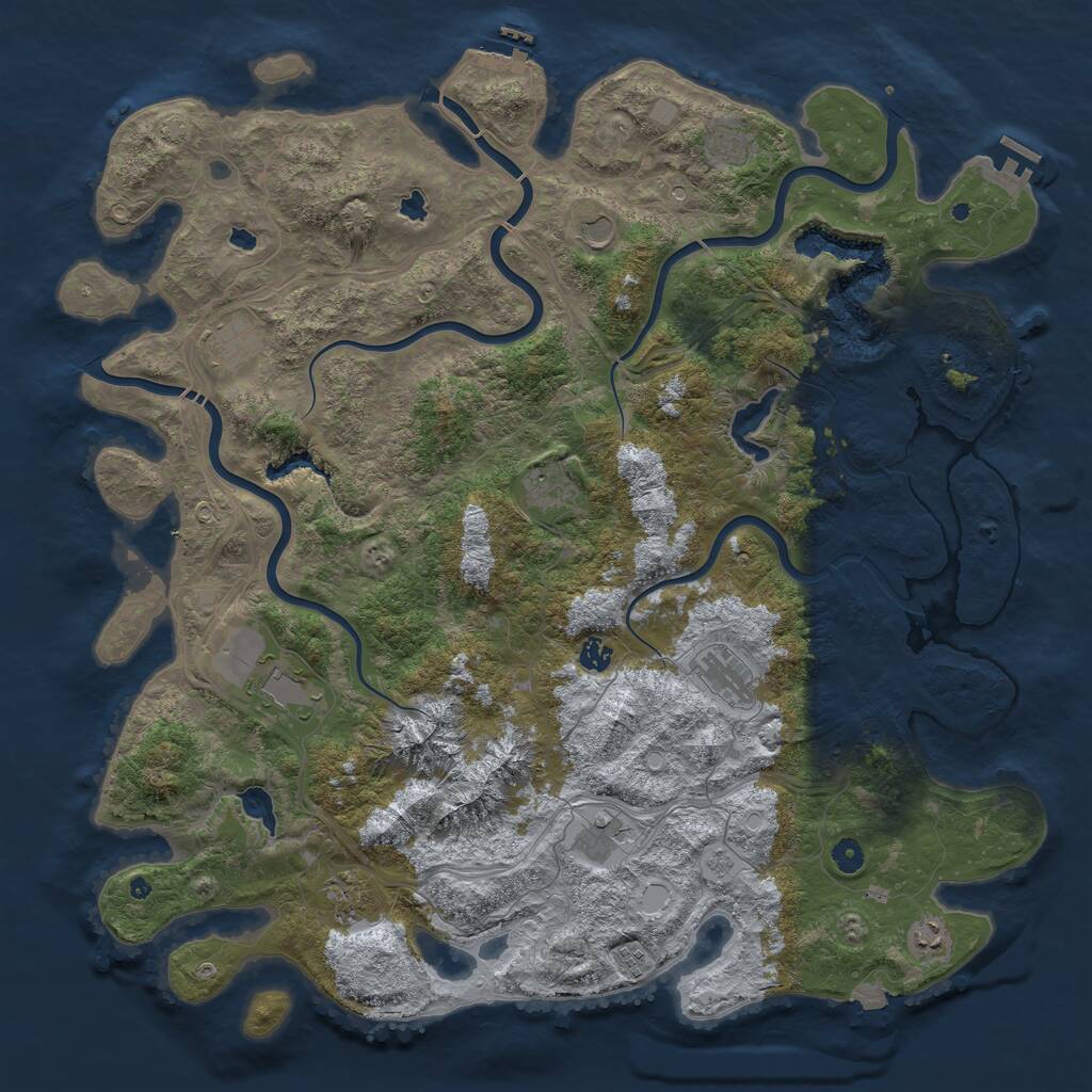 Rust Map: Procedural Map, Size: 5000, Seed: 1211614156, 17 Monuments