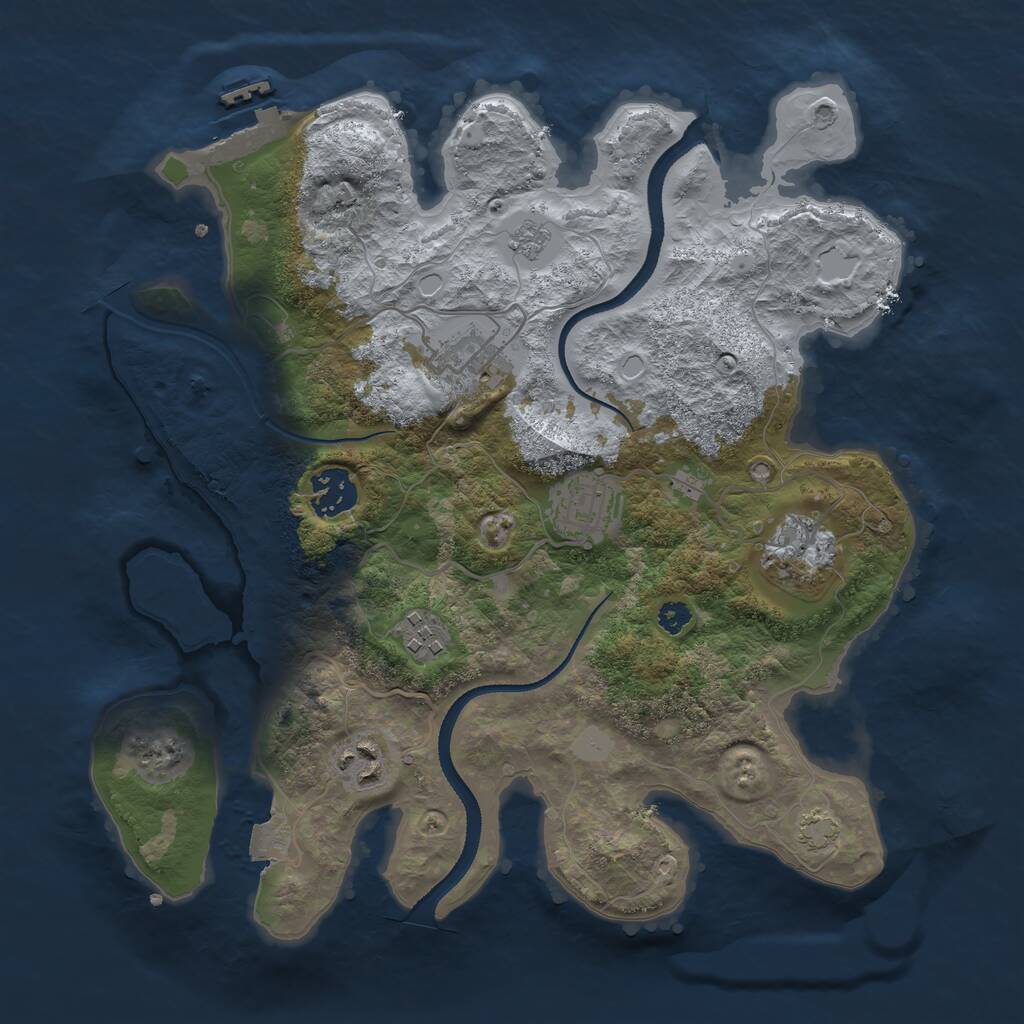 Rust Map: Procedural Map, Size: 3200, Seed: 354507909, 10 Monuments