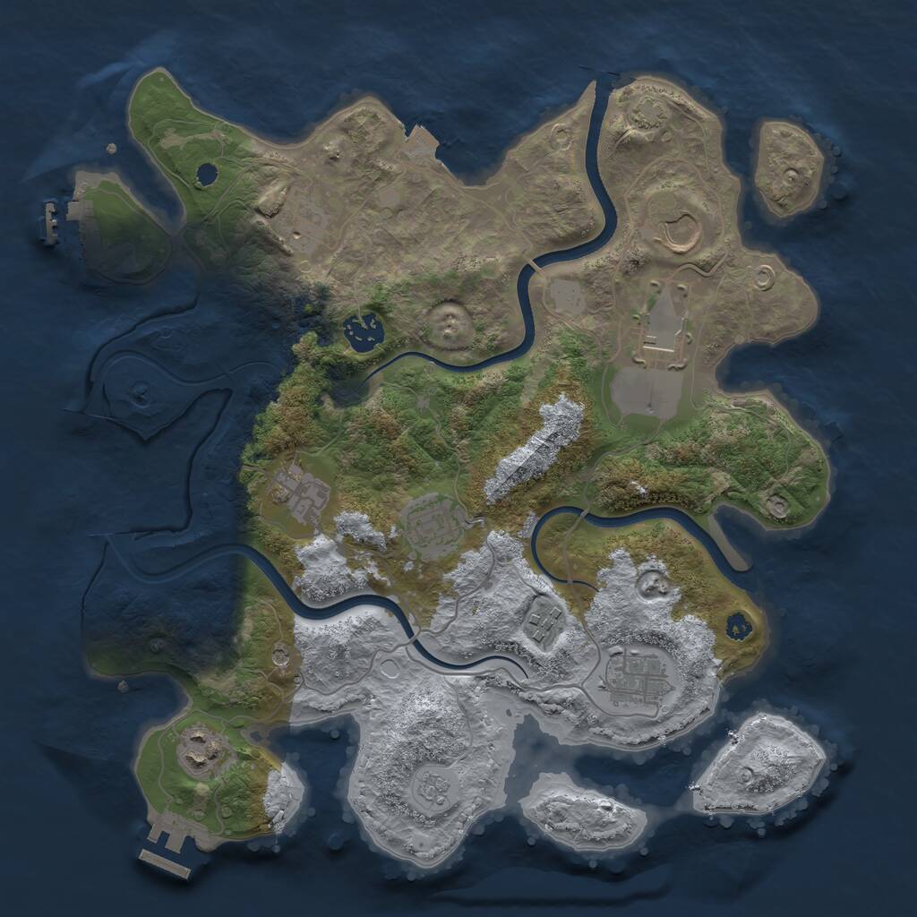 Rust Map: Procedural Map, Size: 3500, Seed: 422194461, 15 Monuments