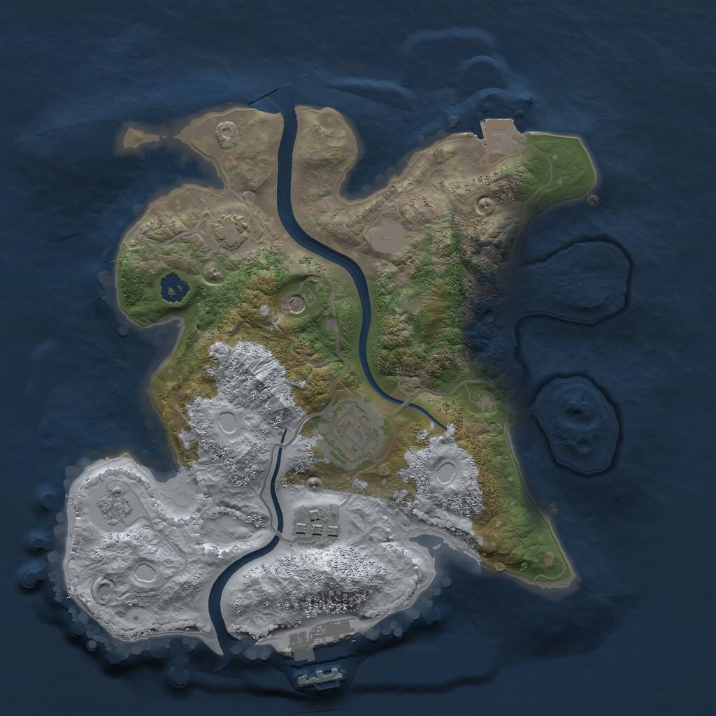 Rust Map: Procedural Map, Size: 2500, Seed: 1356923124, 7 Monuments