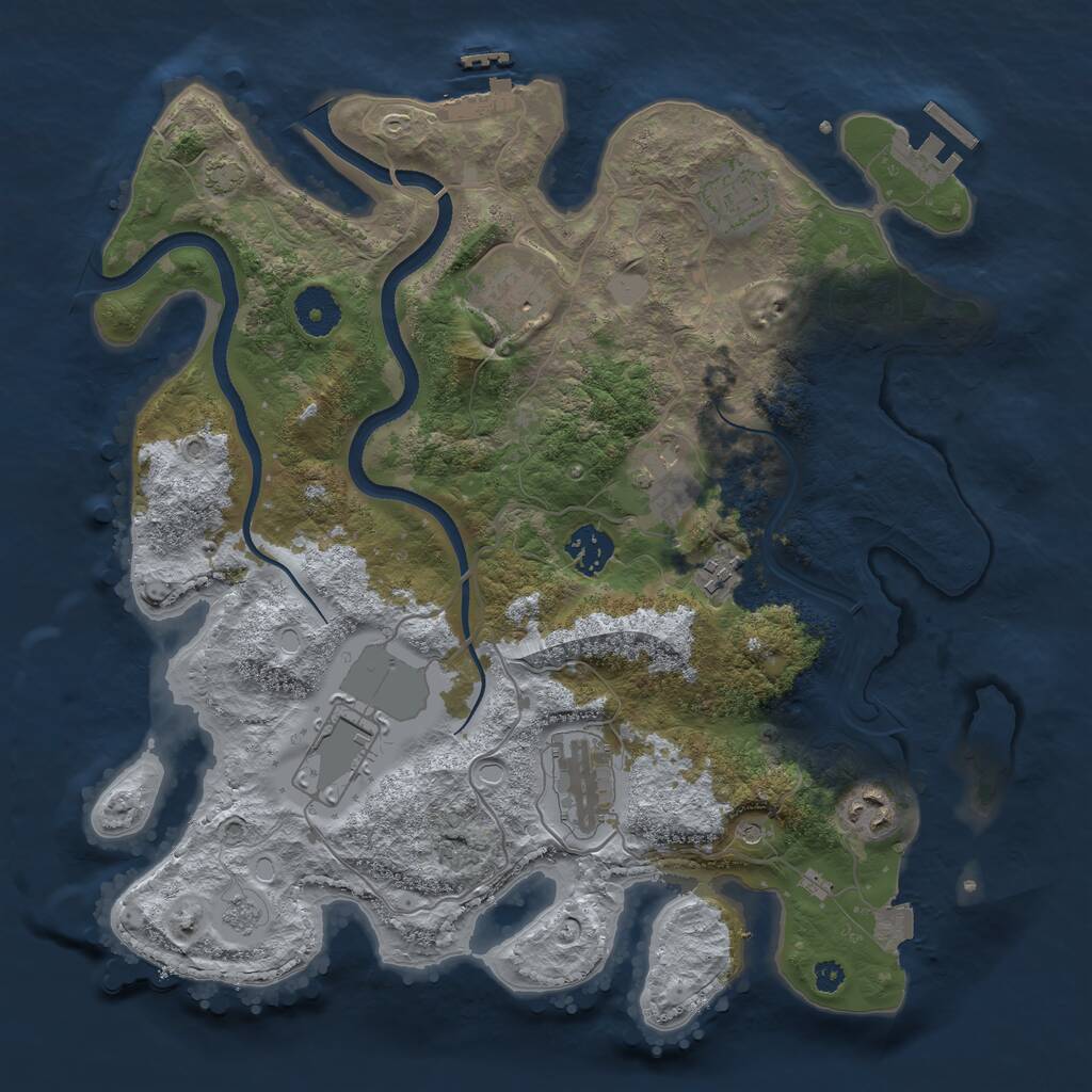Rust Map: Procedural Map, Size: 3500, Seed: 204690267, 14 Monuments