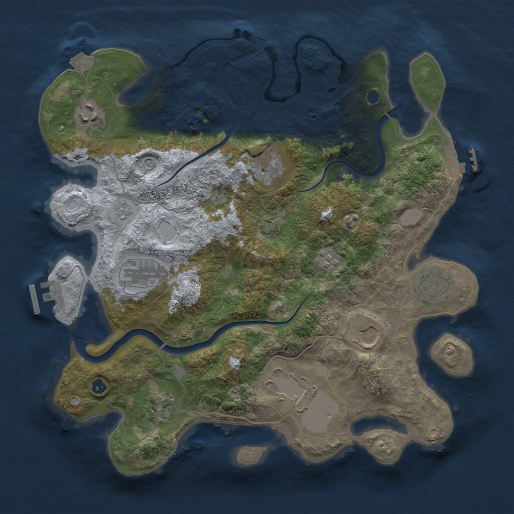 Rust Map: Procedural Map, Size: 3500, Seed: 4405, 14 Monuments