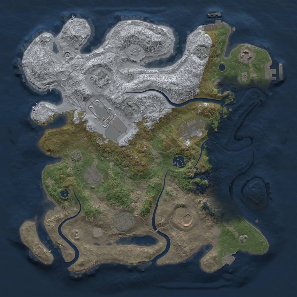 Rust Map: Procedural Map, Size: 3600, Seed: 2142, 15 Monuments