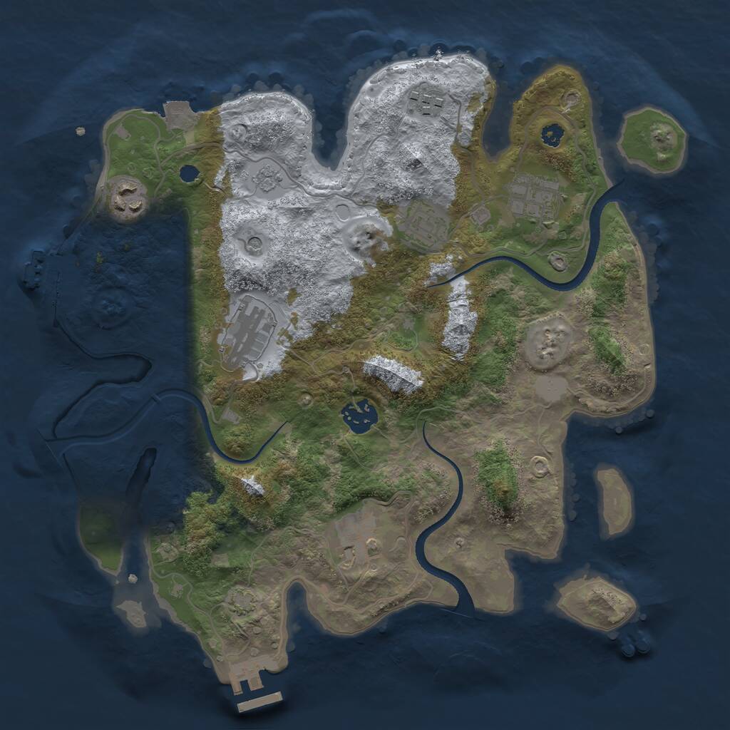 Rust Map: Procedural Map, Size: 3250, Seed: 415252553, 13 Monuments