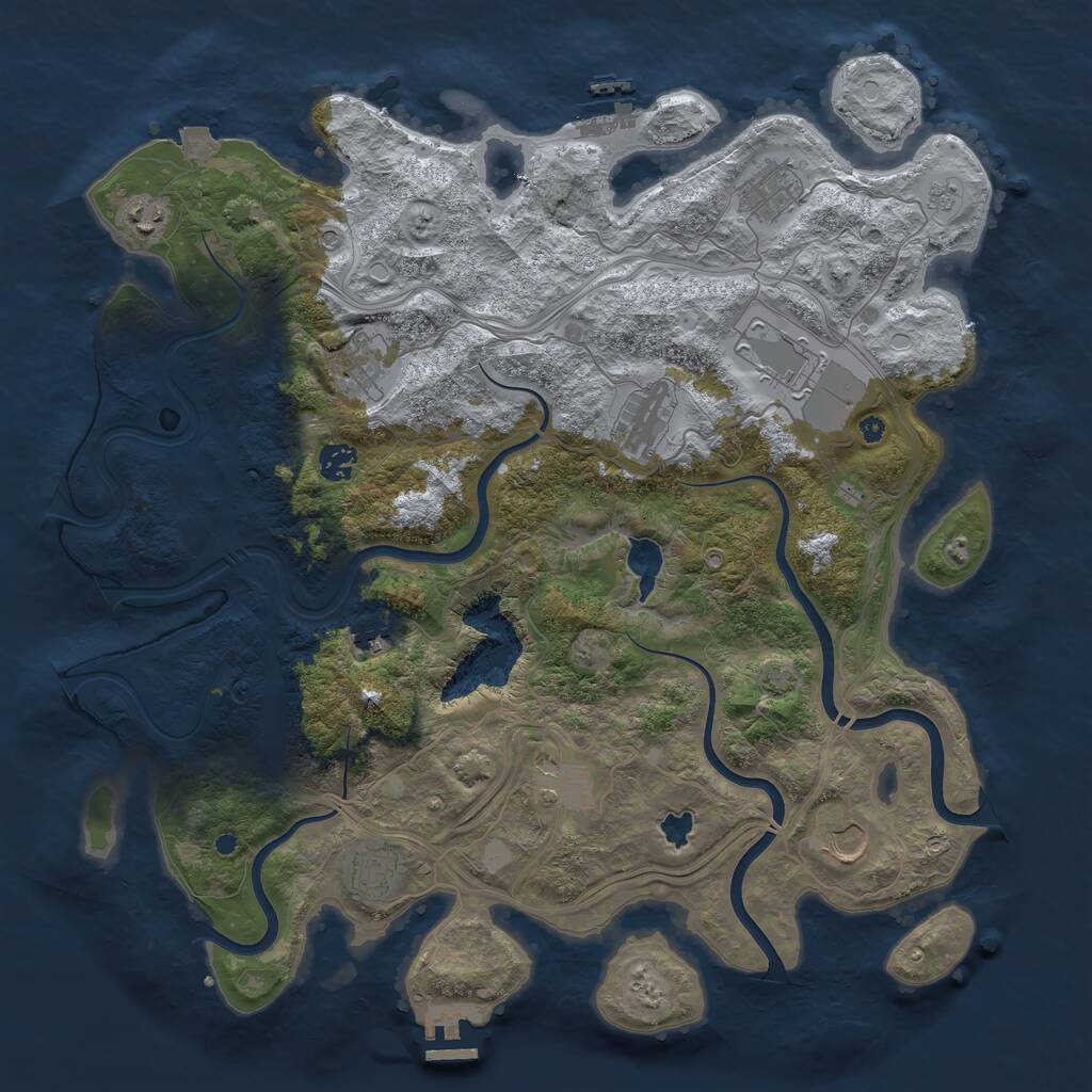 Rust Map: Procedural Map, Size: 4250, Seed: 327599076, 16 Monuments