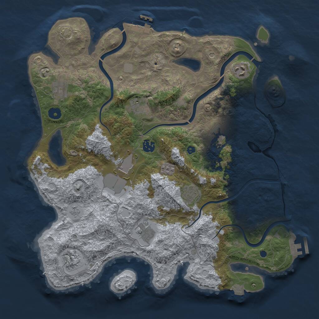 Rust Map: Procedural Map, Size: 3800, Seed: 1783501311, 16 Monuments
