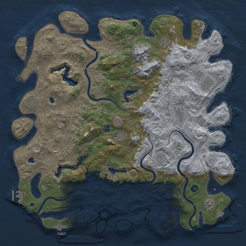 Rust Map: Procedural Map, Size: 5000, Seed: 1246149093, 17 Monuments