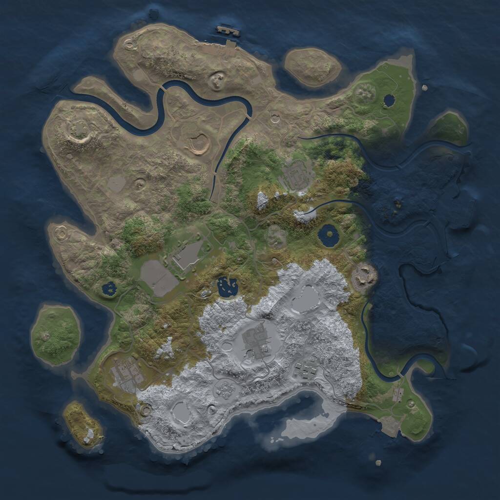 Rust Map: Procedural Map, Size: 3500, Seed: 141633310, 14 Monuments