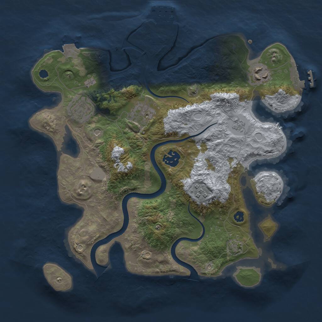 Rust Map: Procedural Map, Size: 3000, Seed: 48718, 11 Monuments