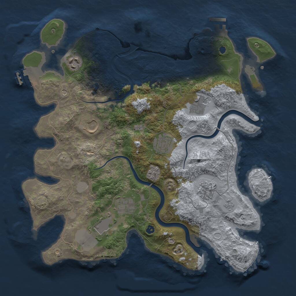 Rust Map: Procedural Map, Size: 3500, Seed: 1896757972, 14 Monuments